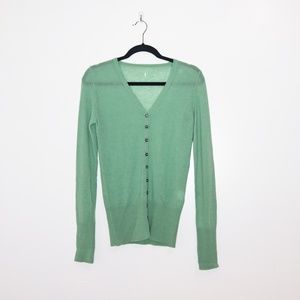 Green Women's Button Up Wool Cardigan M
